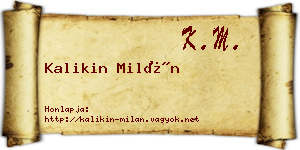 Kalikin Milán névjegykártya